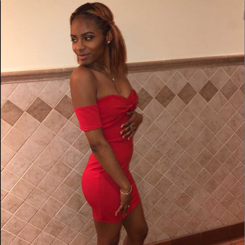 Regular red mini dress